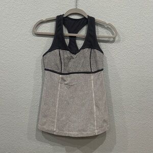 Lululemon Athletica Black and Gray Striped Tank Top